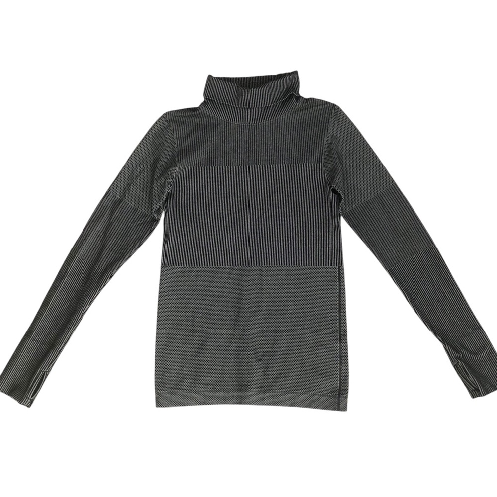 Athleta Striped Multi Pattern Turtle Neck Active … - image 2